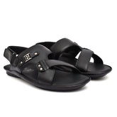 Country Maddox black leather sandals for men, featuring a stylish design.